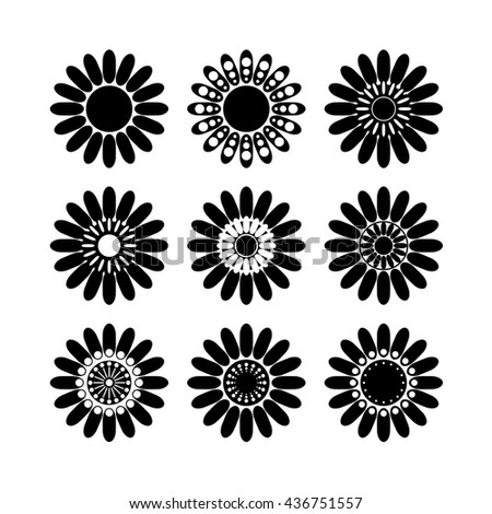 Flower Vector Set Flowers Icon Stock Vector 197076227 - Shutterstock