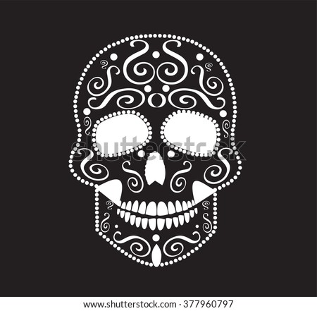 Day Dead Black White Skull Stock Vector 112153346 - Shutterstock