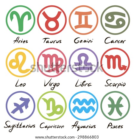 Zodiac Signs Stylized Hand Drawing Set Stock Vector 278458298 ...