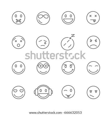 Set Smiley Icons Different Emotions Stock Vector 161757554 - Shutterstock