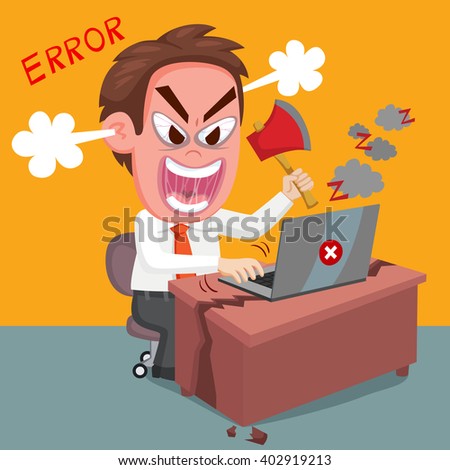 Cartoon Business Man Angry Laptop Computer Stock Vector 360881069 ...