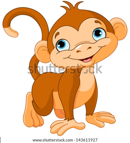 Cute Little Monkey Scratching His Head Stock Vector 60481036 - Shutterstock