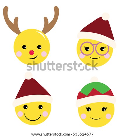 Set Christmas Emoji Icons Stock Vector 502361278 - Shutterstock