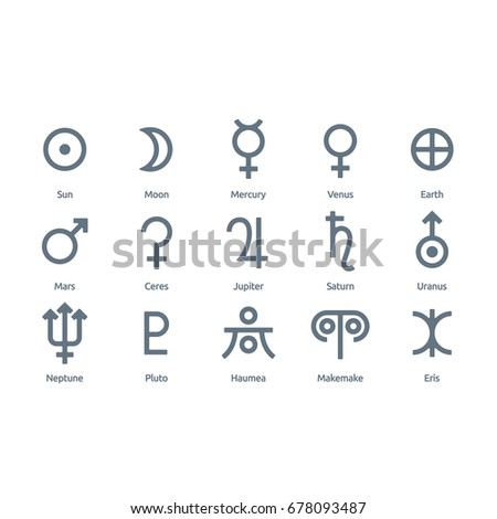 Vector Sun Moon Planet Icons Symbols Stock Vector 97162799 - Shutterstock