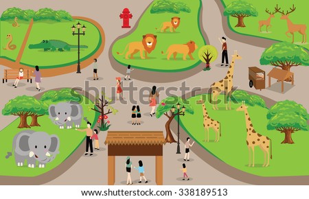 Vector Illustration Map Zoo Park Stock Vector 234232771 - Shutterstock