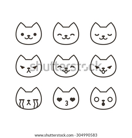 Different Cartoon Cats Set Simple Modern Stock Vector 513884293 ...