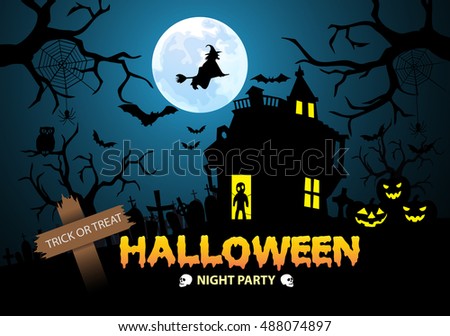 happy halloween night party trick or treat festival holiday design vector illustration - Halloween Night Party happy halloween night party trick or treat festival holiday design vector illustration - Halloween Night Party