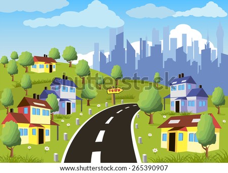 City Road Illustration Cartoon City Road Stock Vector 167554832 ...