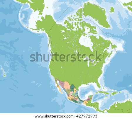 colorful mexico map state borders capital stock vector 37544086