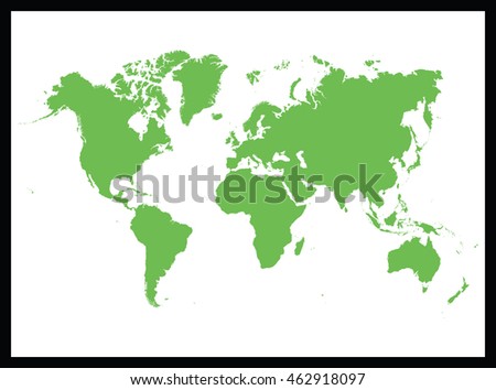 Detailed Vector World Map Green Colors Stock Vector 51696763 - Shutterstock