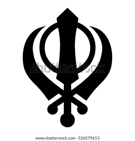 Black White Khanda Symbol Vector Illustration Stock Vector 185655629 ...