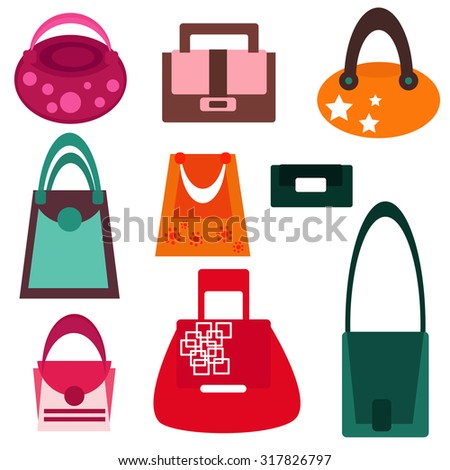 Retro Style Womens Handbags Isolated On Stock Vector 88188493 ...