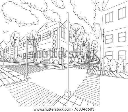 Hand Drawn Illustration Cozy European Street Stock Vector 69782191 ...