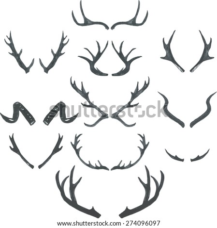 Silhouettes Deer Moose Horns Vector Stock Vector 158745146 - Shutterstock