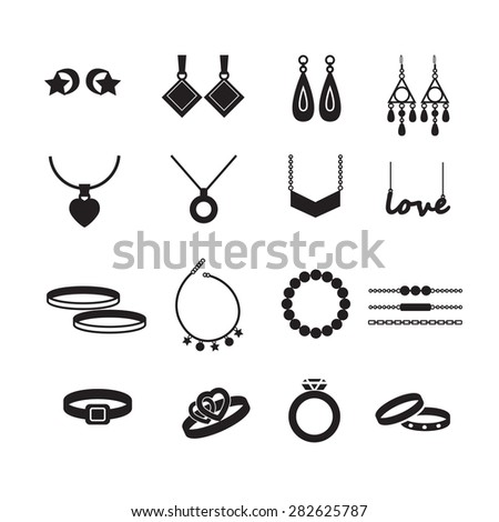 Vector Black Silhouette Icons Set Fashion Stock Vector 336521108 ...
