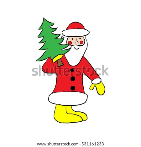 Illustration Sketch Christmas Tree Santa Claus Stock Vector 222933292