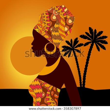 Silhouette African Girls Bright Colored Turban Stock Vector 388671994 ...