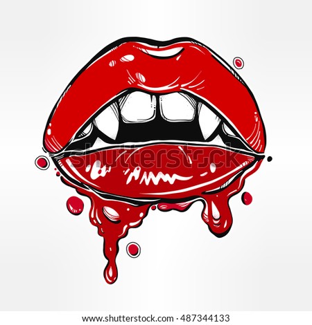 Vector Illustration Vampire Lips Blood Stock Vector 68863909 - Shutterstock