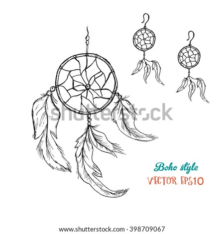 Vintage Indian Collection Dream Catcher Arrows Stock Vector 126792305 ...