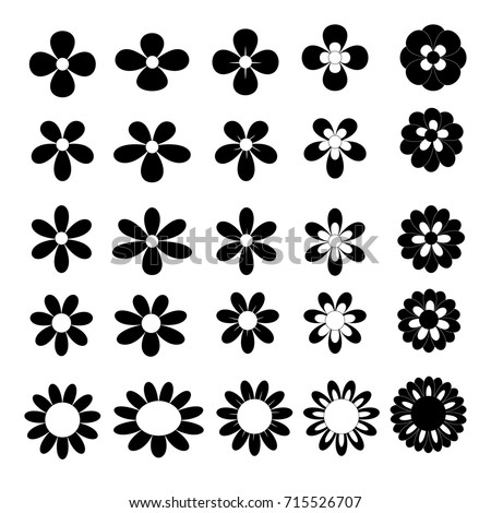 Set Minimalistic Flowers Isolated On White Stock Vector 595103627 ...