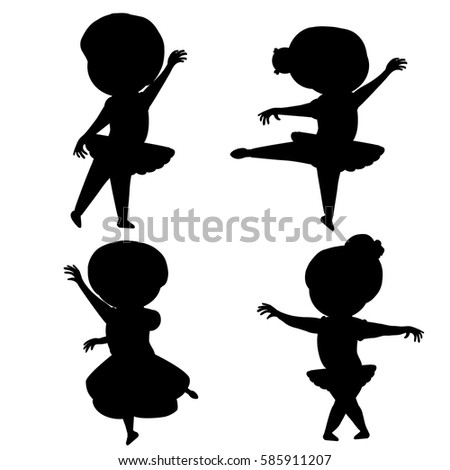 Vector Set Silhouettes Little Ballerinas Stock Vector 395310052 ...