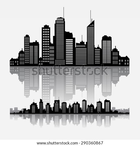 Vector Blue City Silhouette Stock Vector 120304093 - Shutterstock