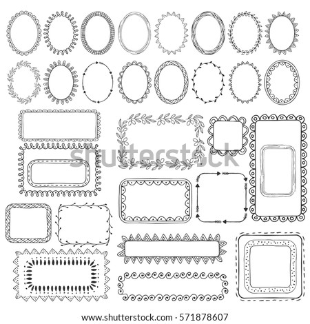 Simple Doodle Sketch Square Vector Frames Stock Vector 531458818 ...