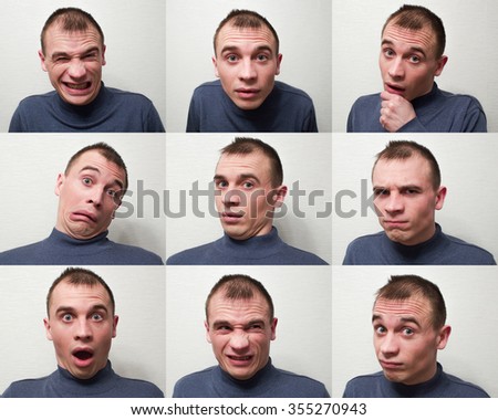 Young Man Face Expressions Composite Isolated Stock Photo 75189454 ...