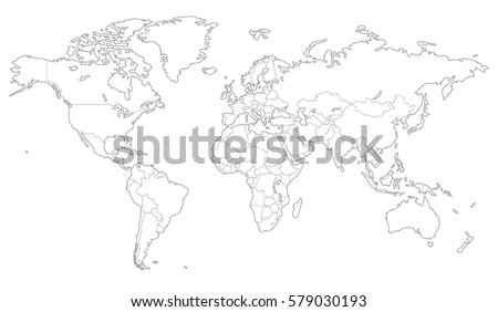 Vector Outline Political World Map Stock Vector 552587581 - Shutterstock