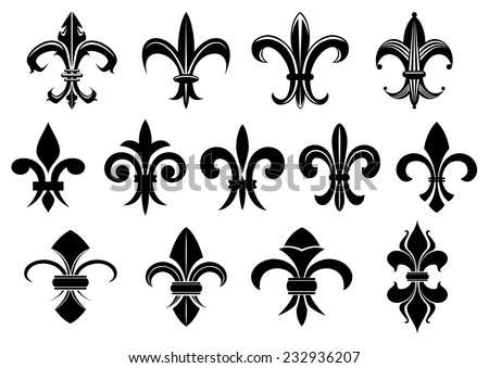 Lily Flower Heraldic Symbol On Medieval Stock Vector 105411299 ...