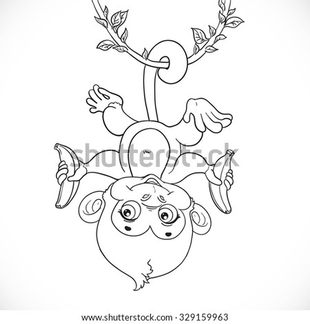 Cute Baby Monkey Banana Isolated On Stock Vector 326192405 - Shutterstock