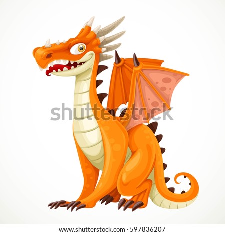 Orange Cartoon Dragon Vector Illustration Simple Stock Vector 109230806 ...