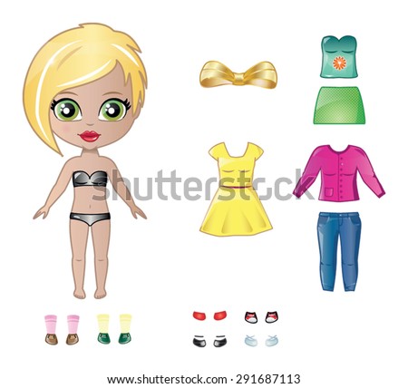 Paper Doll Beautiful Teenager Girl Clothes Stock Vector 300474038 ...