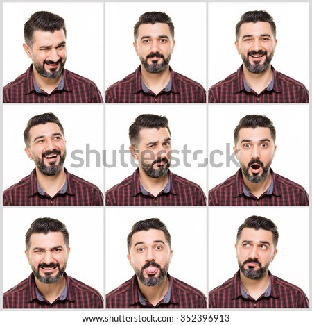 Young Man Multiple Face Expressions Stock Photo 224935213 - Shutterstock