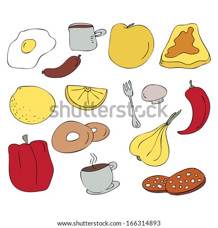 Healthy Cartoon Food Breakfast Apple Banana Stock Vector 104063723