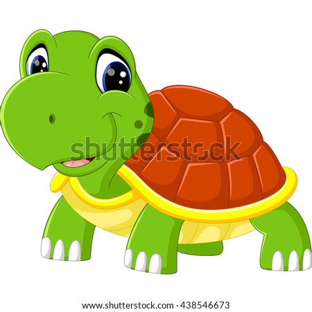 Happy Little Cartoon Turtle Smiling Vector Stock Vector 83963077 ...