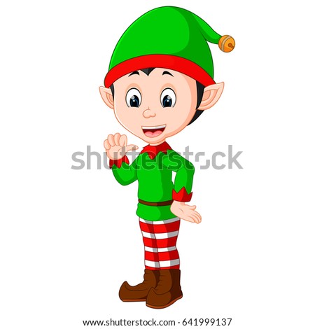 Christmas Elf Boy Illustration Christmas Greeting Stock Vector ...