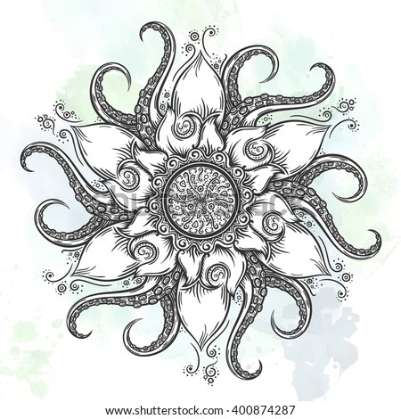 Download Hand Drawn Mandala Tentacles Stock Vector 408452998 ...