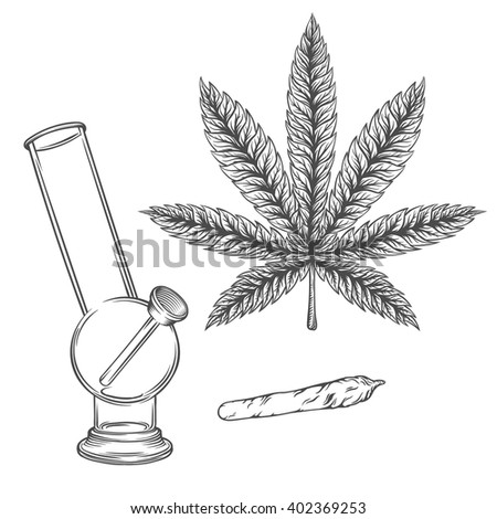 Marijuana Leaf Jar Cigarettes Pipe Smoking Stock Vector 541427500 ...