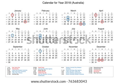 2018 year calendar with holidays