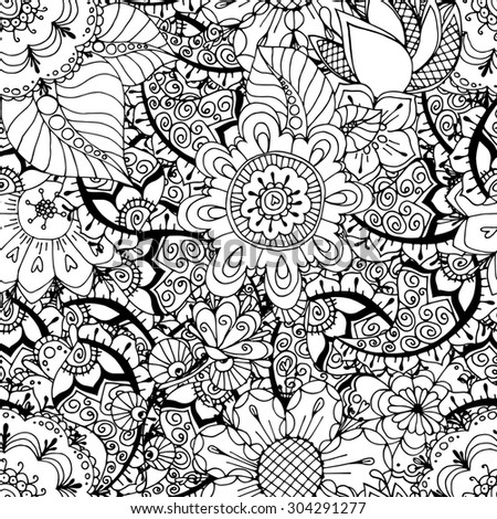 Ethnic Floral Zentangle Doodle Background Pattern Stock Vector ...