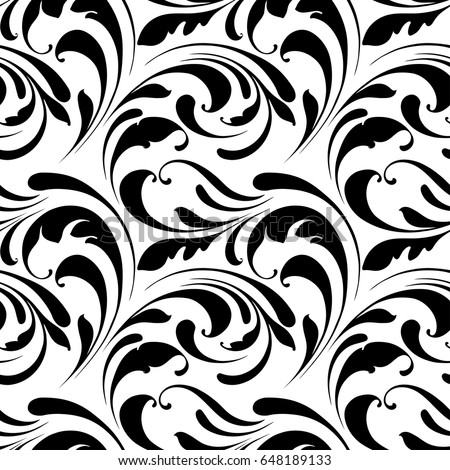 Vector Floral Seamless Pattern Swirl Shapes Stock Vector 261094517 ...