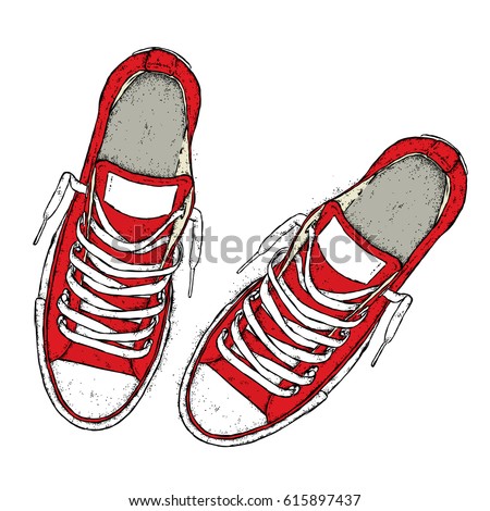 Set Four Pairs Red Sneakers Different Stock Vector 109272881 - Shutterstock