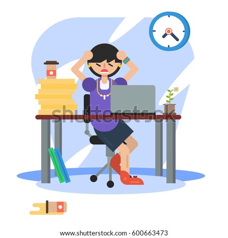 Vector Flat Character Business Lady Stress Stock Vector 568672249 ...