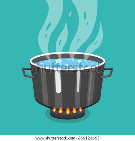 Boiling Water Pan Cooking Pot On Stock Vector 661020445 - Shutterstock