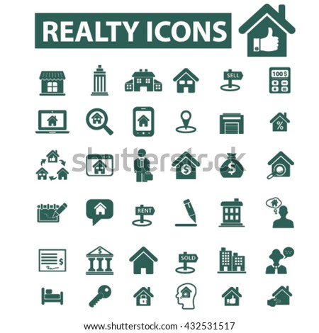 Real Estate Icons Set Web Sites Stock Vector 563052985 - Shutterstock