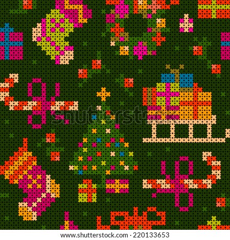 Christmas Cross Stitch Ornaments Stock Vector 84103963 - Shutterstock
