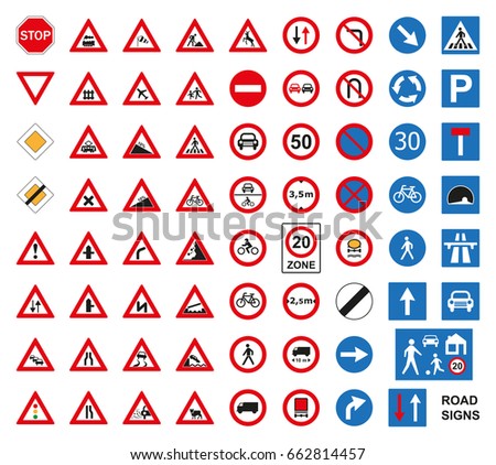 Elegant Traffic Signs Set Created Mobile Stock Vector 143324014 ...