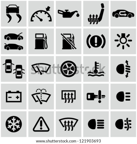 Car dashboard icons set. - stock vector