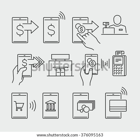 Mobile Banking Icons Set Pay By Stock Vector 103665620 - Shutterstock